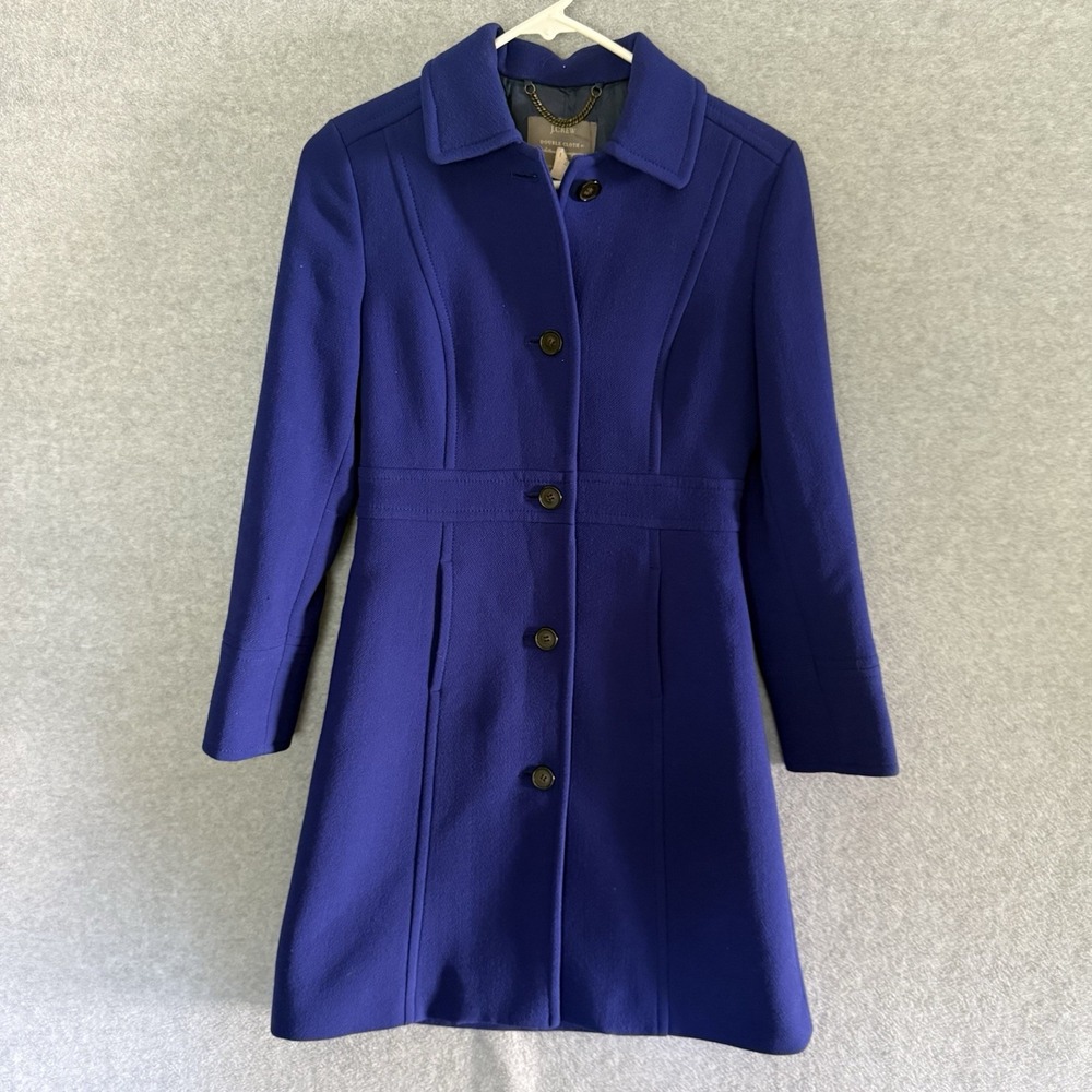J.‎ Crew Double Cloth Manifattura di Carmignano Italian Wool Coat Sz 0P Blue